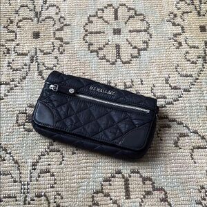MZ Wallace Black Quilted Wallet with Textured Design